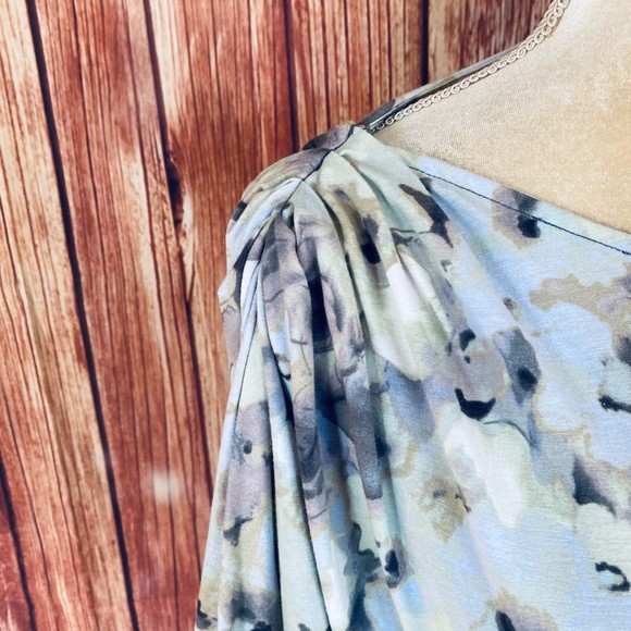 Women’s Small Blouse Deletta Multicolored Cinched Shoulder & Hip Asymmetrical - Picture 3 of 12